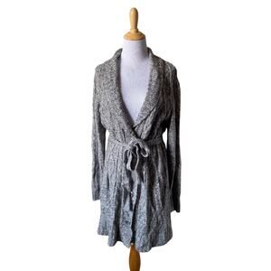 XL Faded Glory Gray Button Up Tie Waist Long Cardigan